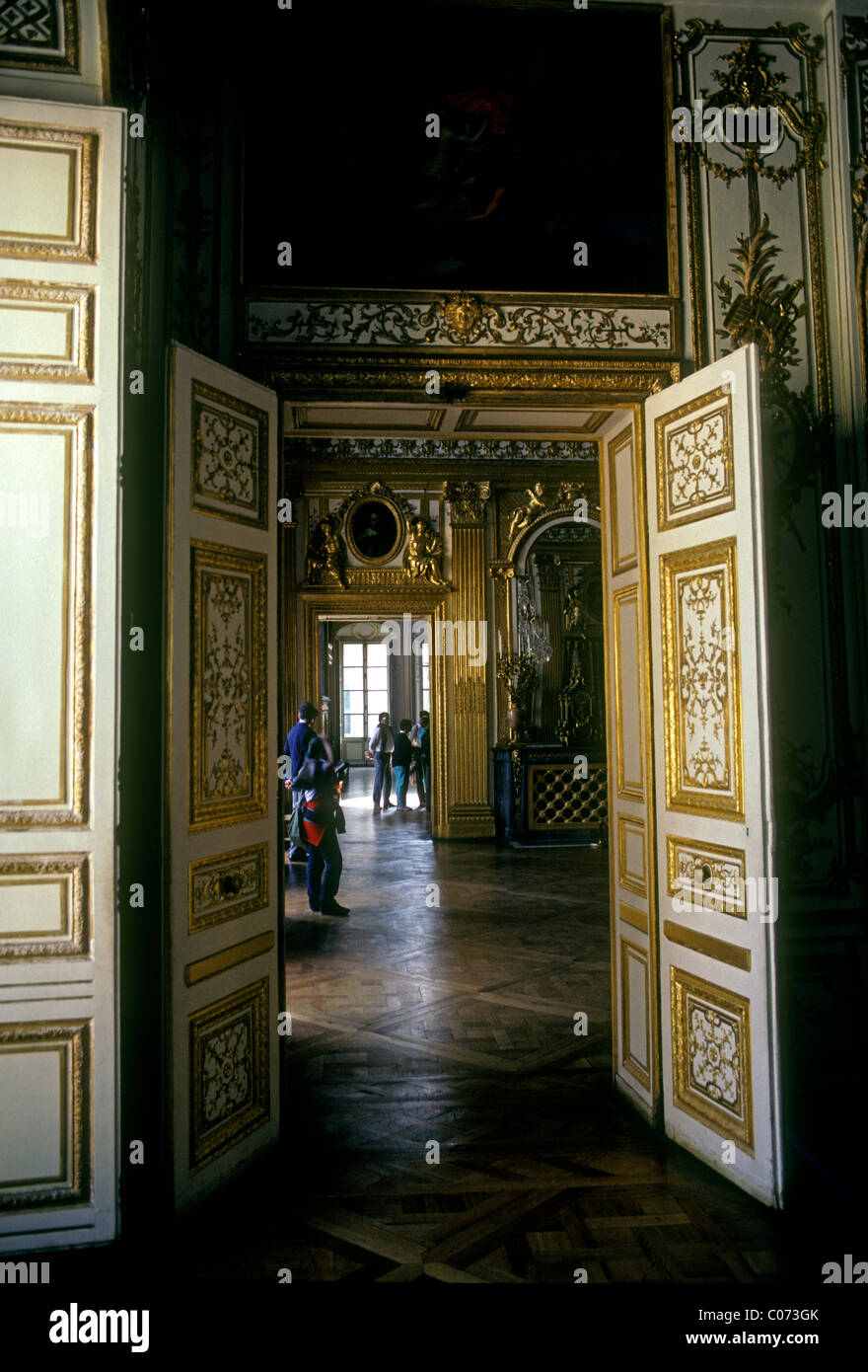 People tourist guided tour, Palace of Versailles, city of Versailles, Ile-de-France region, France, Europe Stock Photo