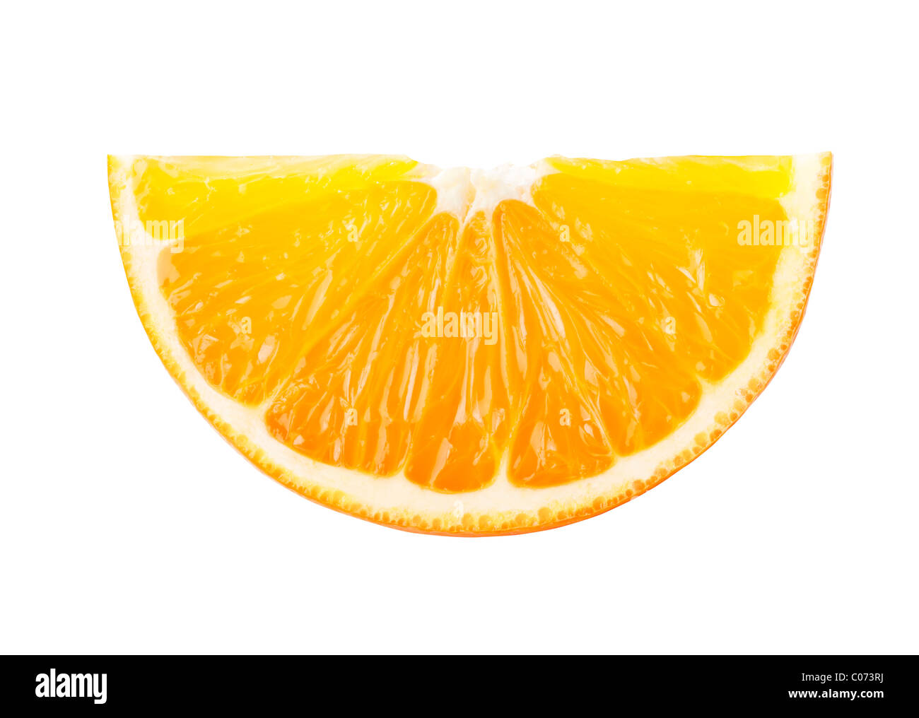 A quarter of orange isolated on white background Stock Photo Alamy