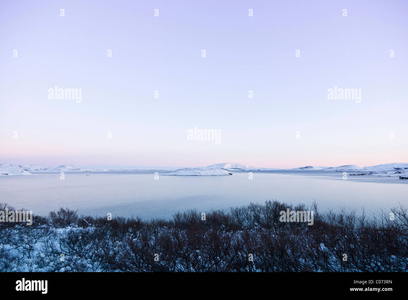 Winter landscape from Lake Thingvallavatn in Iceland Stock Photo