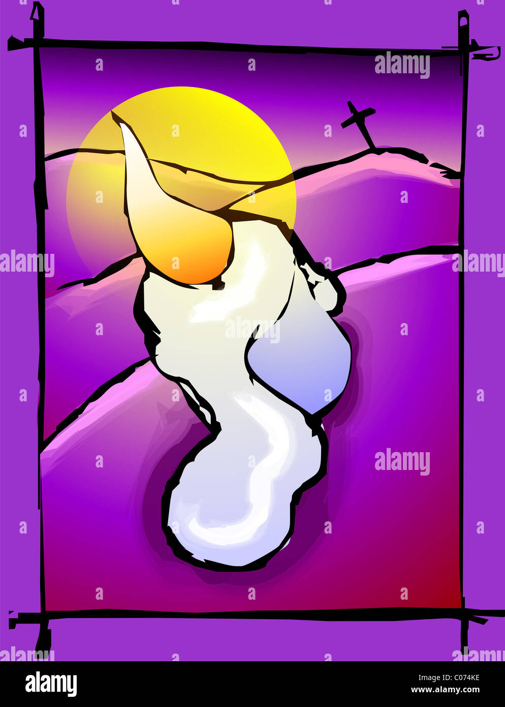 Digital painting of a candle. The artist is feeling the sense of loneliness and sorrow. Stock Photo