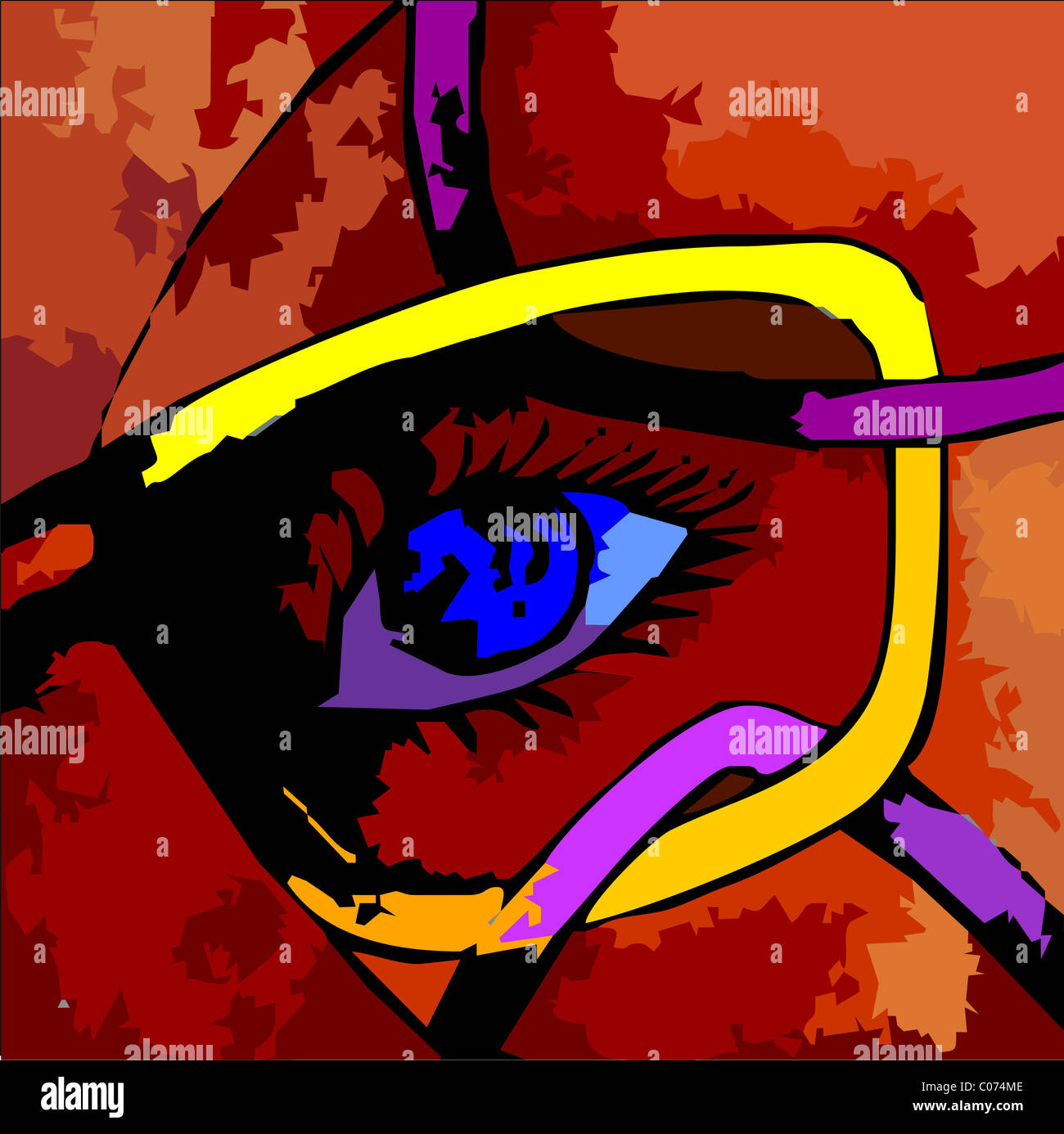Digital painting of eye. The artist is feeling the sense of sorrow. Stock Photo