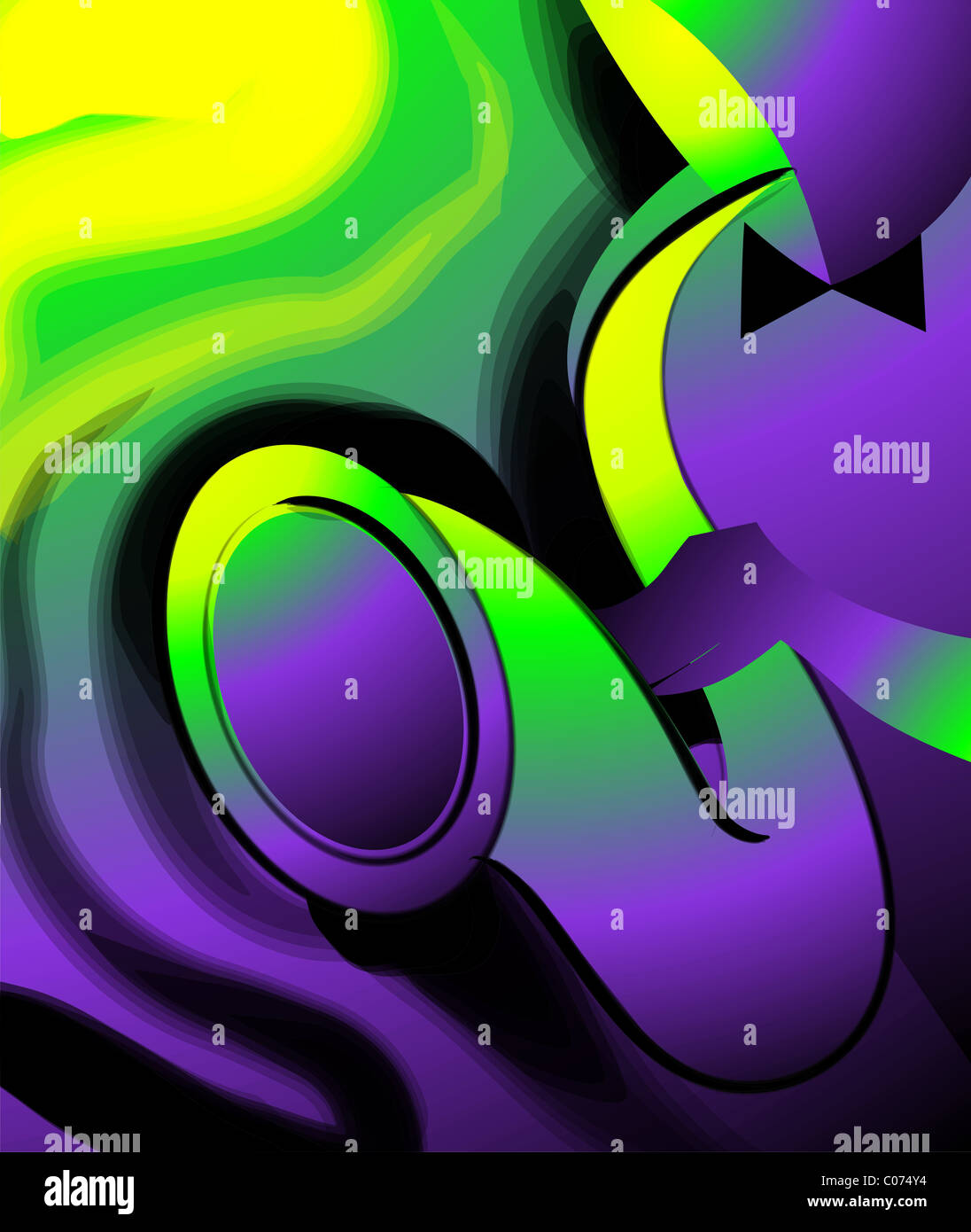 Digital painting of man playing a saxophone. The artist is feeling the sense of fun and joy. Stock Photo