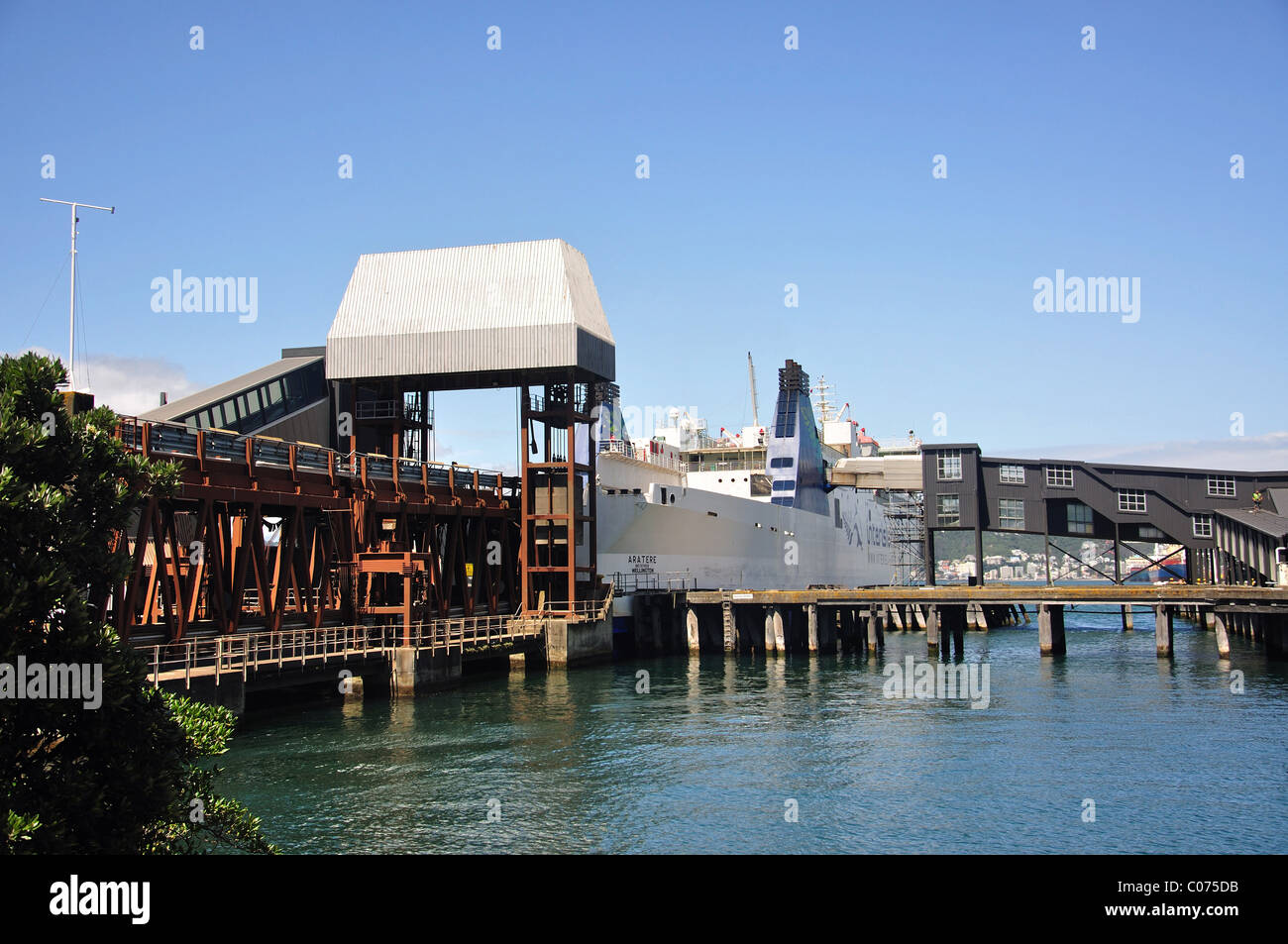 Picton-Wellington ferry terminal, Wellington Port, Wellington, Wellington Region, North Island, New Zealand Stock Photo