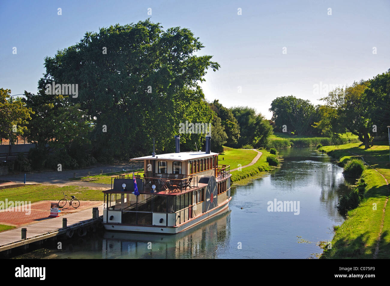 Riverboat on The Taylor River, Blenheim, Marlborough, South Island, New Zealand Stock Photo