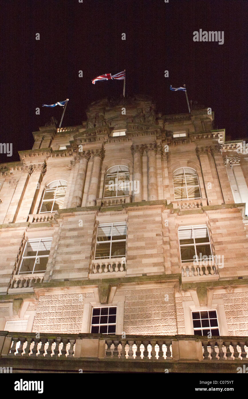 UK -- Scotland -- 2011. Lloyds bank building Edinburgh George IV Bridge at night Stock Photo