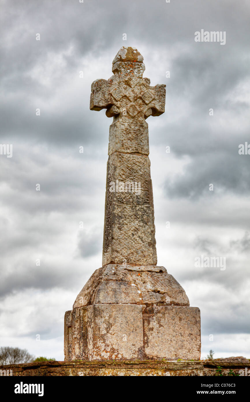 West side of Celtic high cross, Dysert O'Dea near Corofin, County Clare, Ireland, Europe Stock Photo