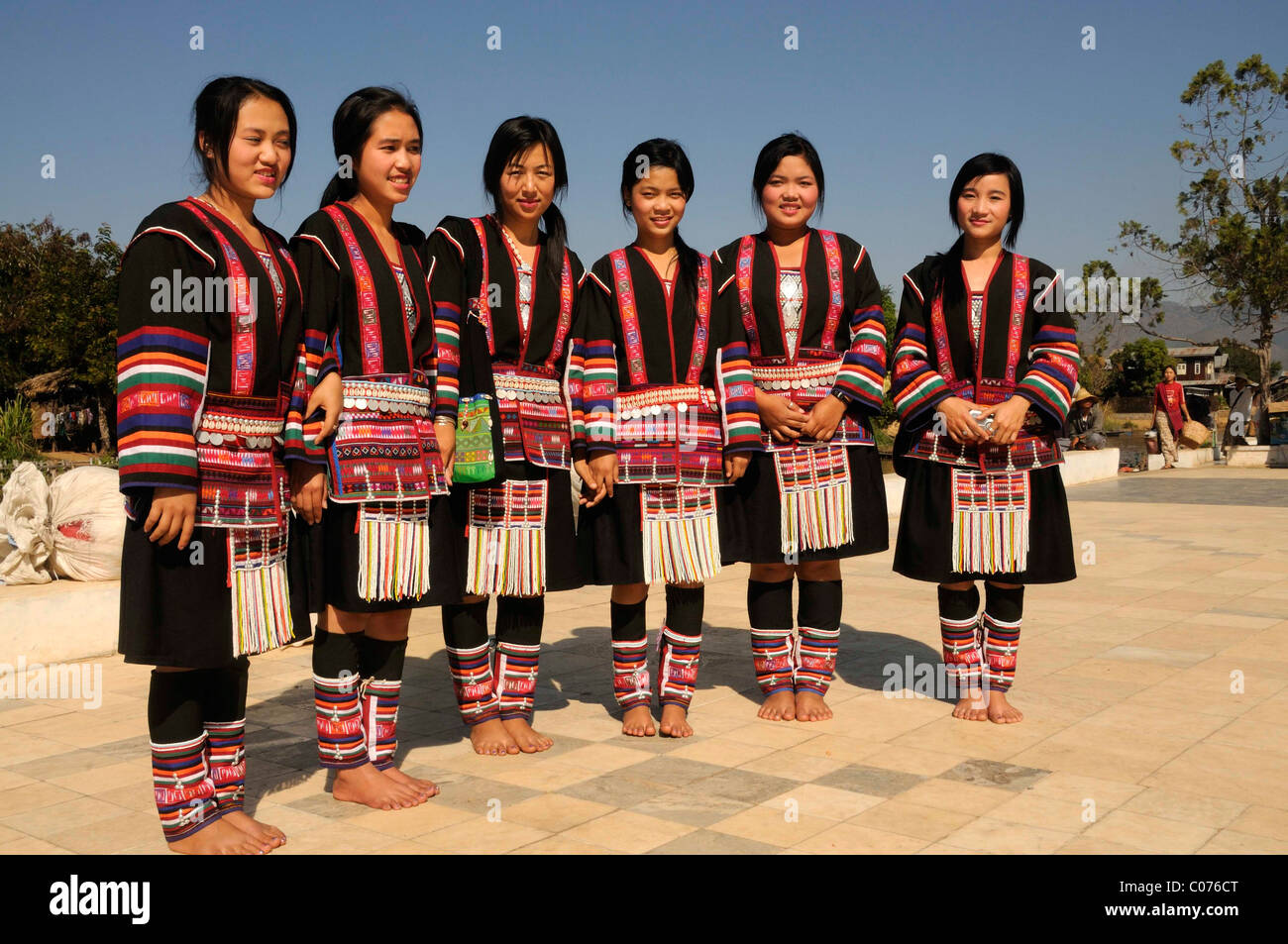 Women of an ethnic minority in traditional costume, Myanmar, Burma, Southeast Asia, Asia Stock Photo