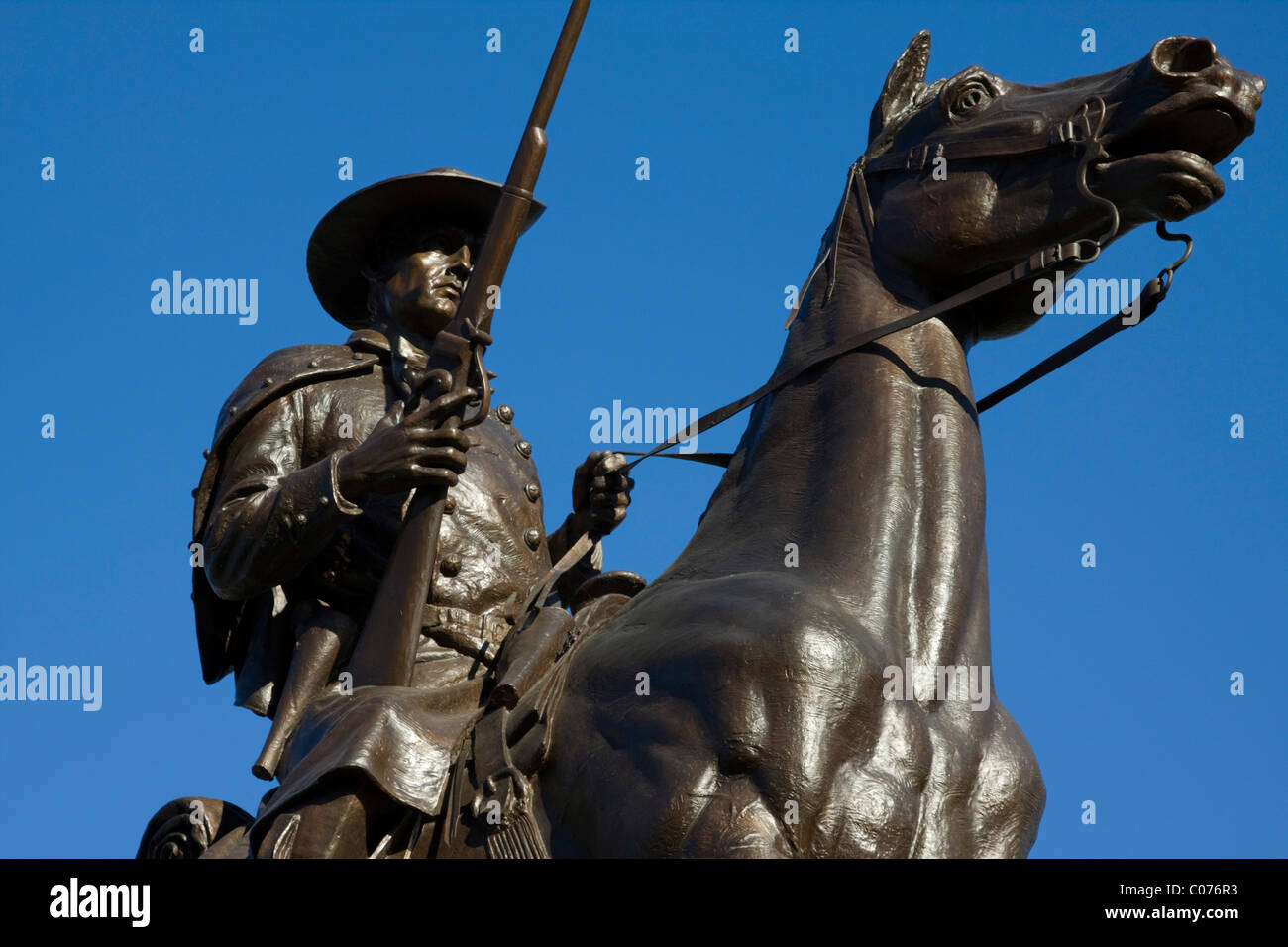 A Bronze Statue of a  Confederate Soldier in Austin Texas Stock Photo