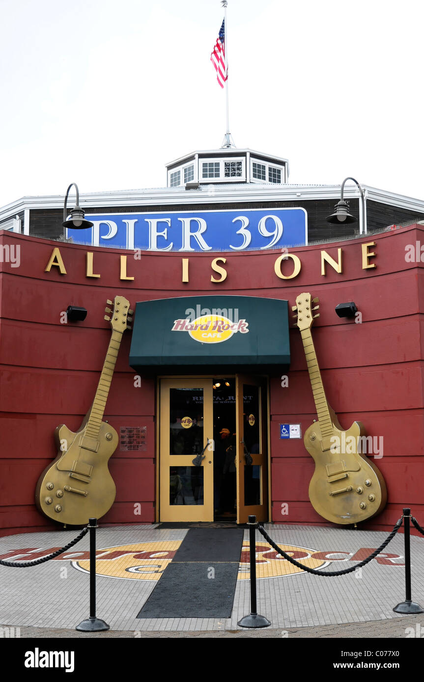 Hard Rock Cafe, Pier 39, Port of San Francisco, San Francisco, California, USA, North America Stock Photo