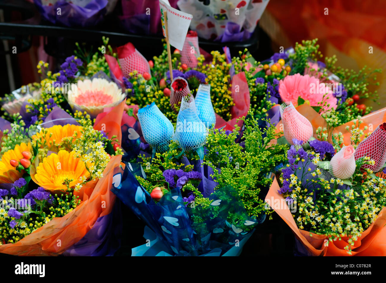 Display Colourful Bunches Flowers On High Resolution Stock Photography And Images Alamy