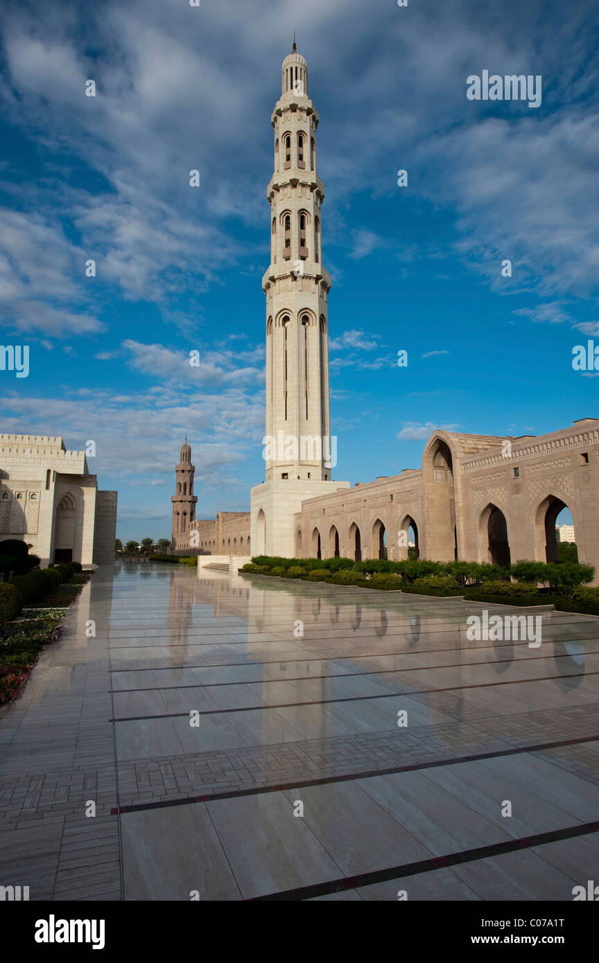 Minaret of the Sultan Quaboos Grand Mosque, Capital Area, Oman, Middle East Stock Photo