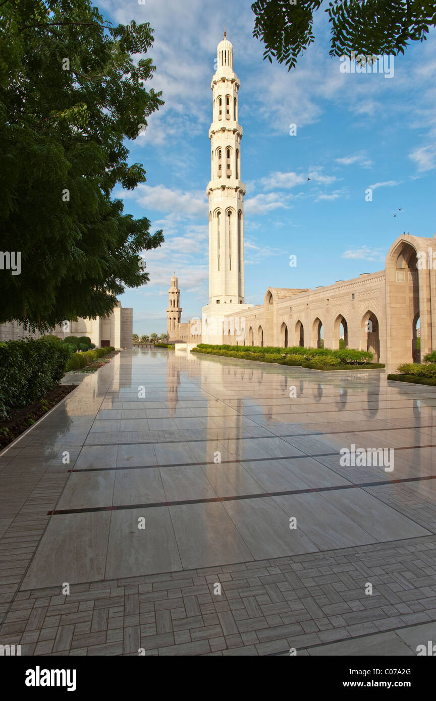 Minaret of the Sultan Quaboos Grand Mosque, Capital Area, Oman, Middle East Stock Photo