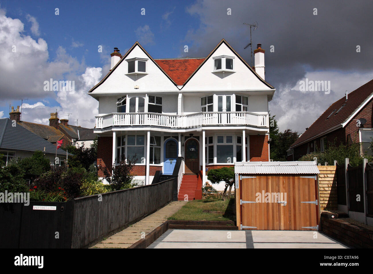 typical beautiful english home with garage in marine parade,dovercourt,essex,harwich,england,uk