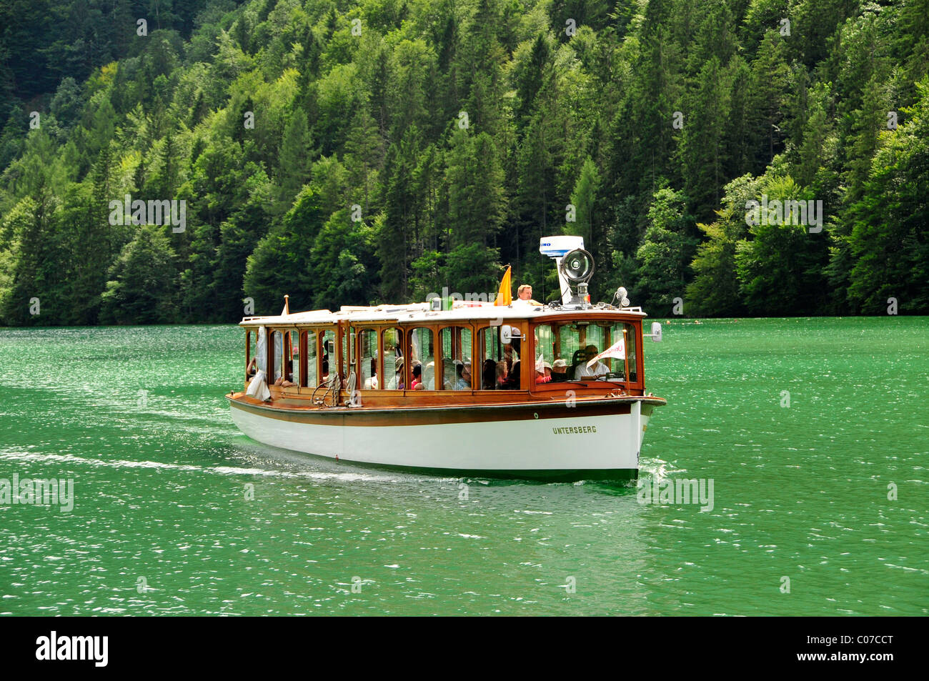 Electric boat "Untersberg" of the KoenigsseeSchifffahrt line near