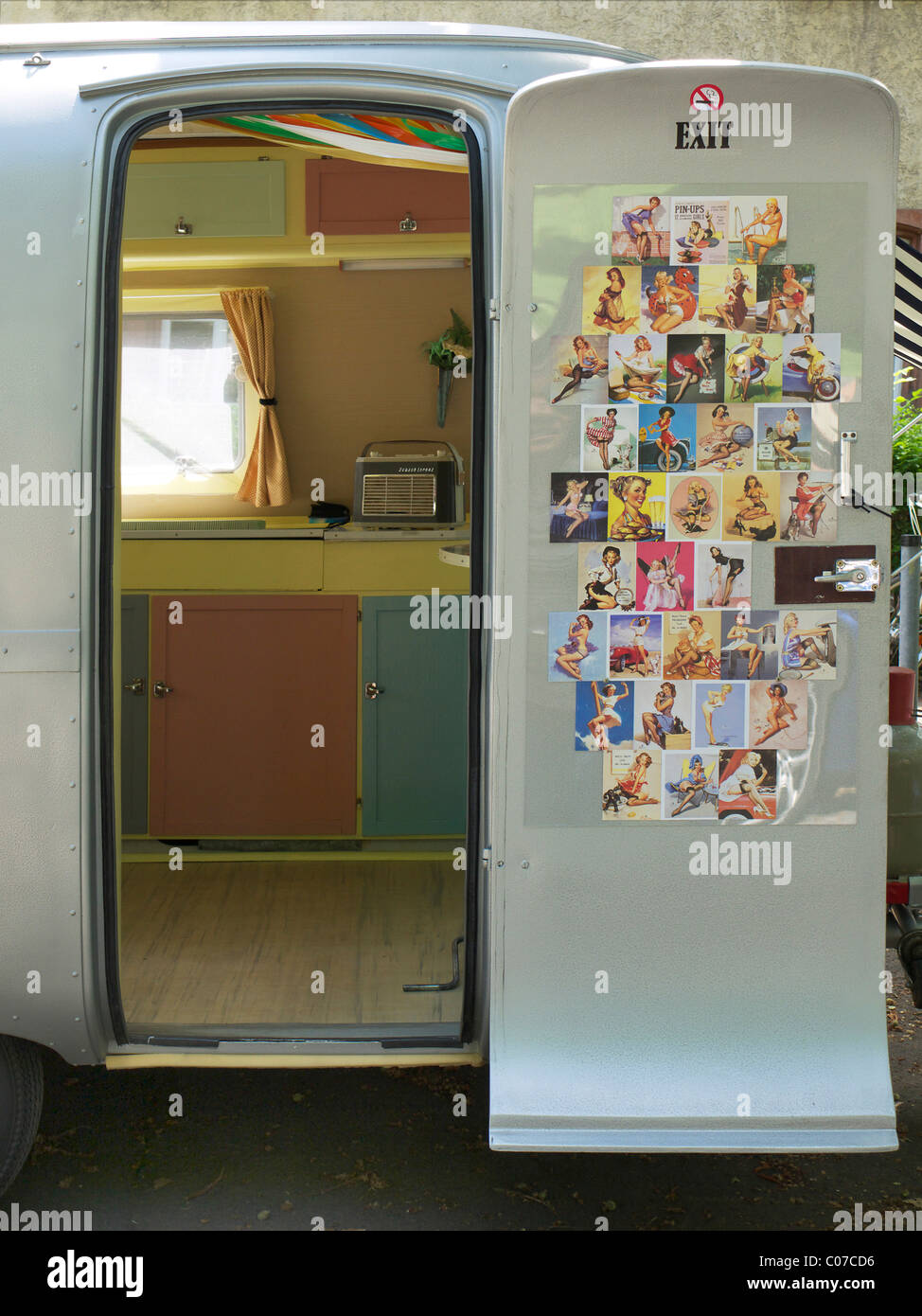 American trailer with pin-ups from the Fifties Stock Photo
