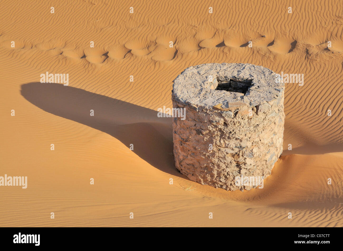 Vertical access shaft of a Qanat irrigation system in Merzouga