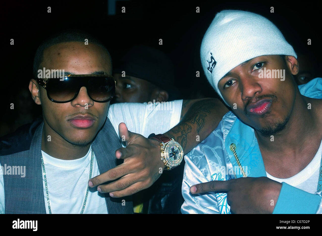 Bow Wow and Nick Cannon Mercedes-Benz Fashion Week 2008 at Smashbox Studios - Christian Audigier - Front Row Culver City, Stock Photo