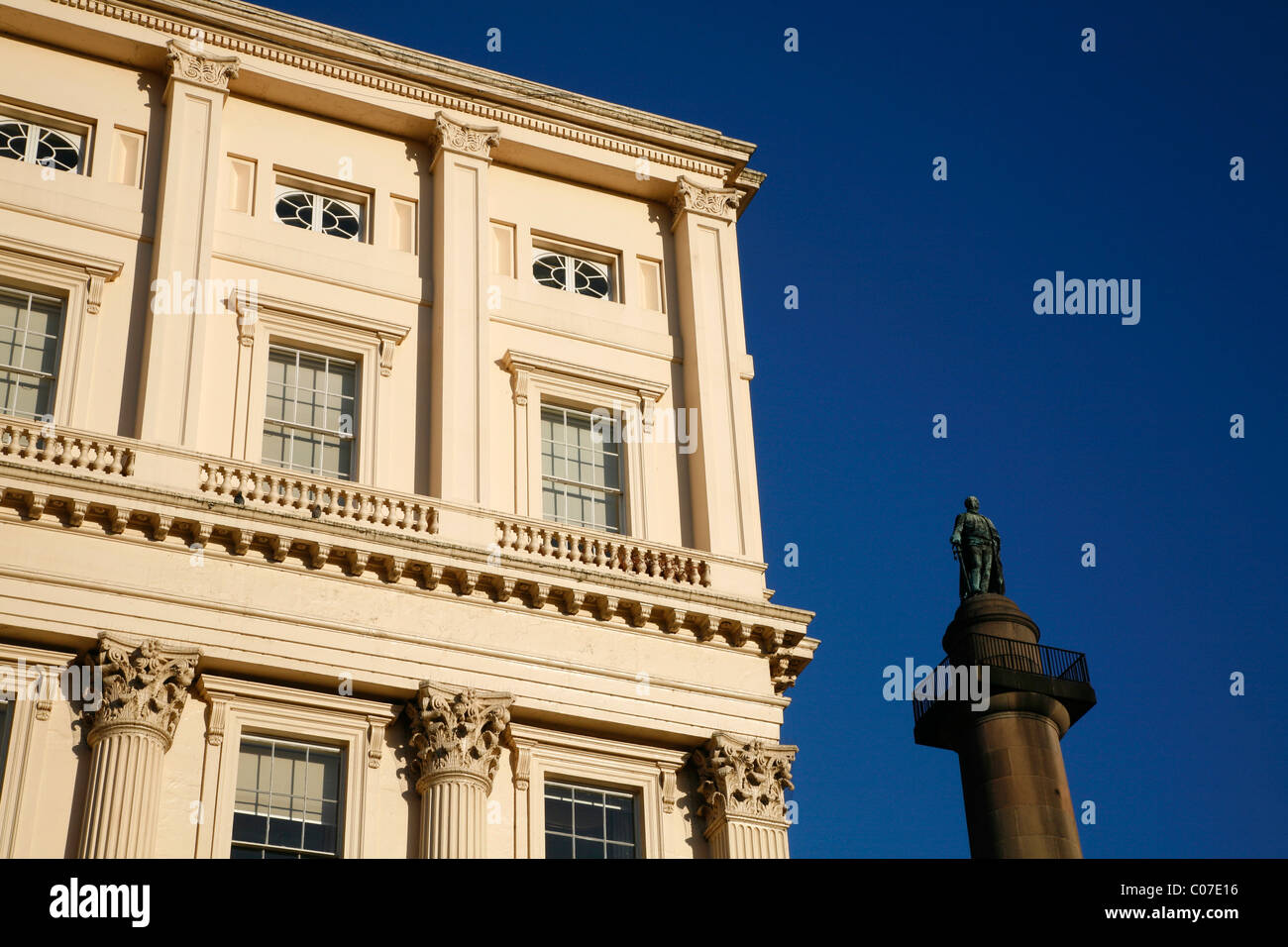 View past Carlton House Terrace to the Duke of York column on The Mall, St James's, London, UK Stock Photo