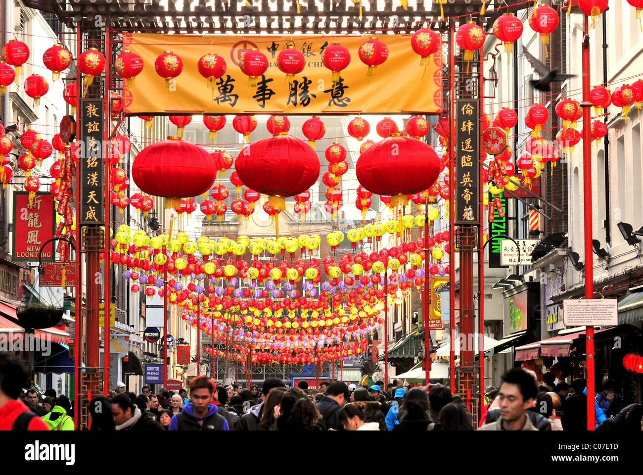 Chinatown London at Chinese new year 2011 Stock Photo