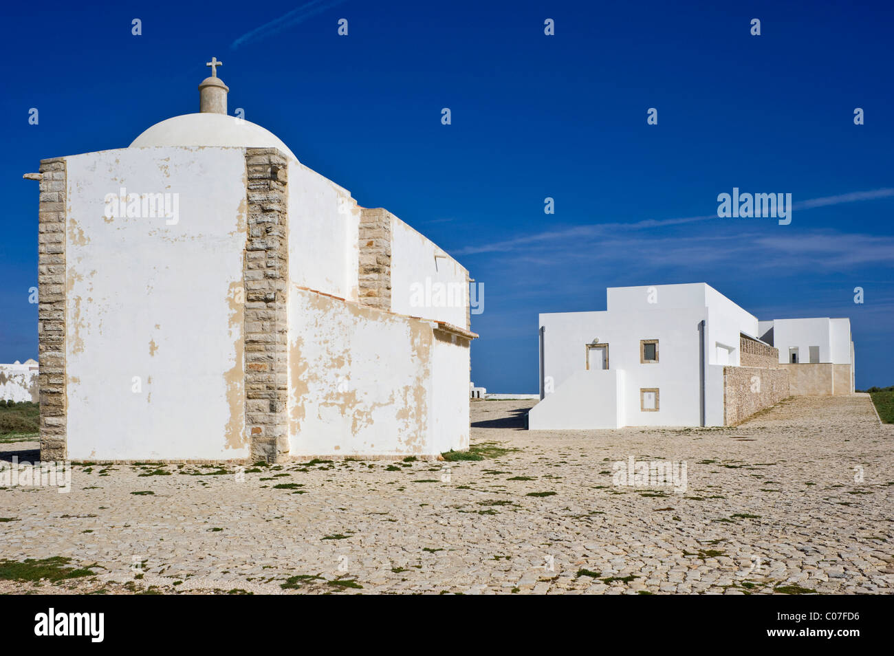 Fortaleza de Sagres, Ponta de Sagres, Igreja de Nossa Senhora da Graca Church, Sagres, Algarve, Portugal, Europe Stock Photo