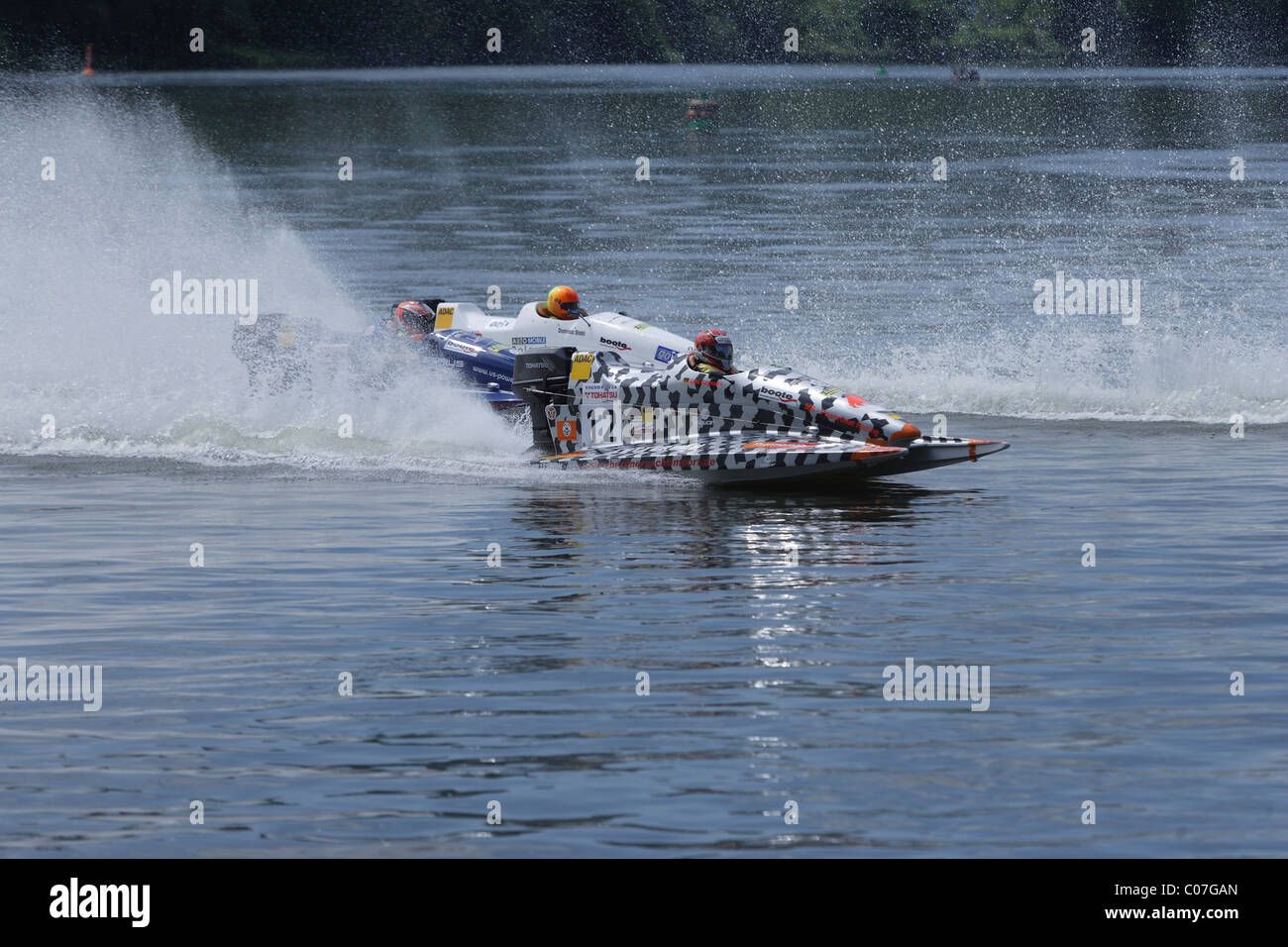 Motor boat, international motor boat race on the Moselle river at Brodenbach, Rhineland-Palatinate, Germany, Europe Stock Photo