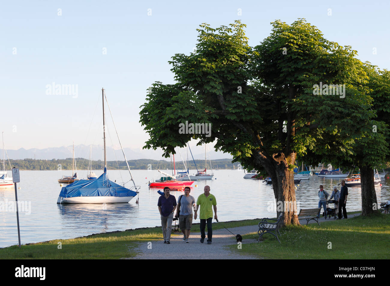 Starnberger See or Lake Starnberg, Brahmspromenade in Tutzing