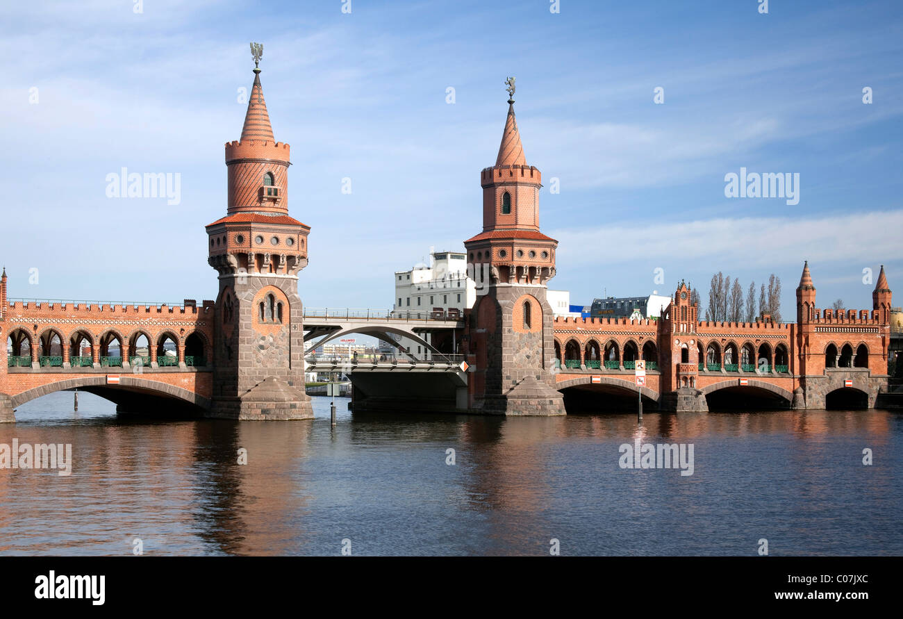Oberbaumbruecke Bridge, Kreuzberg, Friedrichshain, Berlin, Germany, Europe Stock Photo