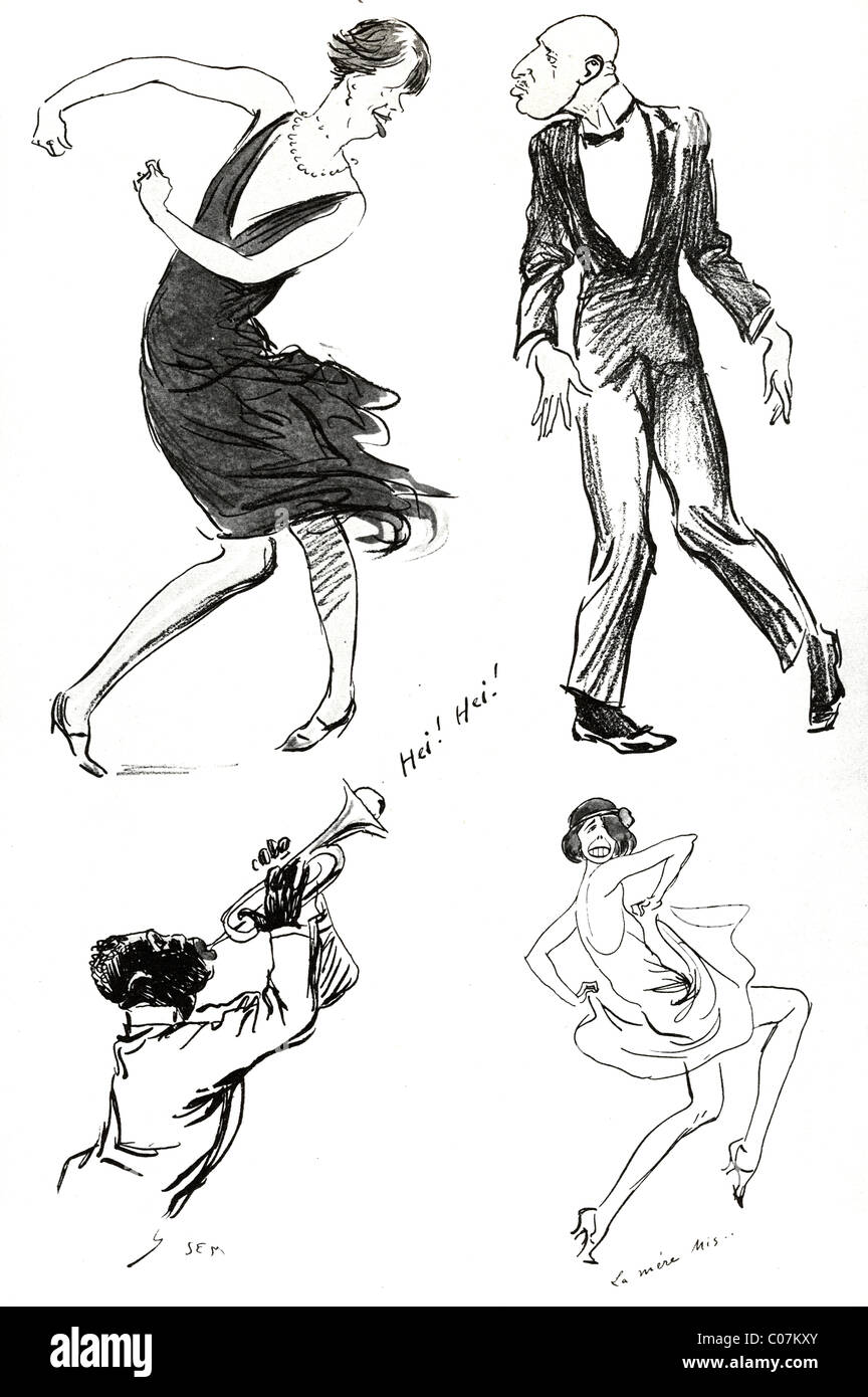 SEM - (Georges Goursat) French illustrator Charleston dancers 1920' Stock Photo