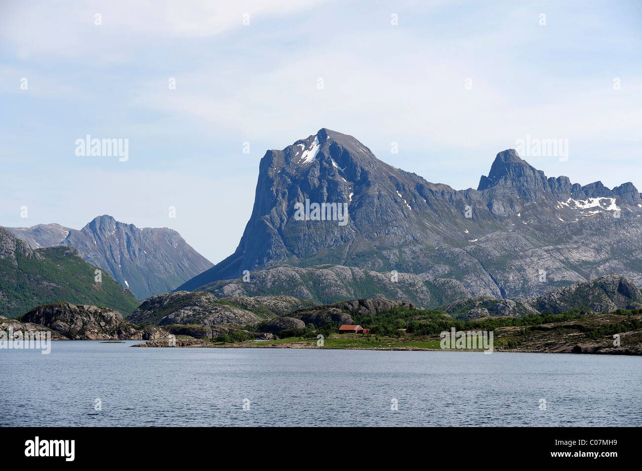 View from the fjord ferry at the Arctic Circle, Northern Norway, Norway, Scandinavia, Europe Stock Photo