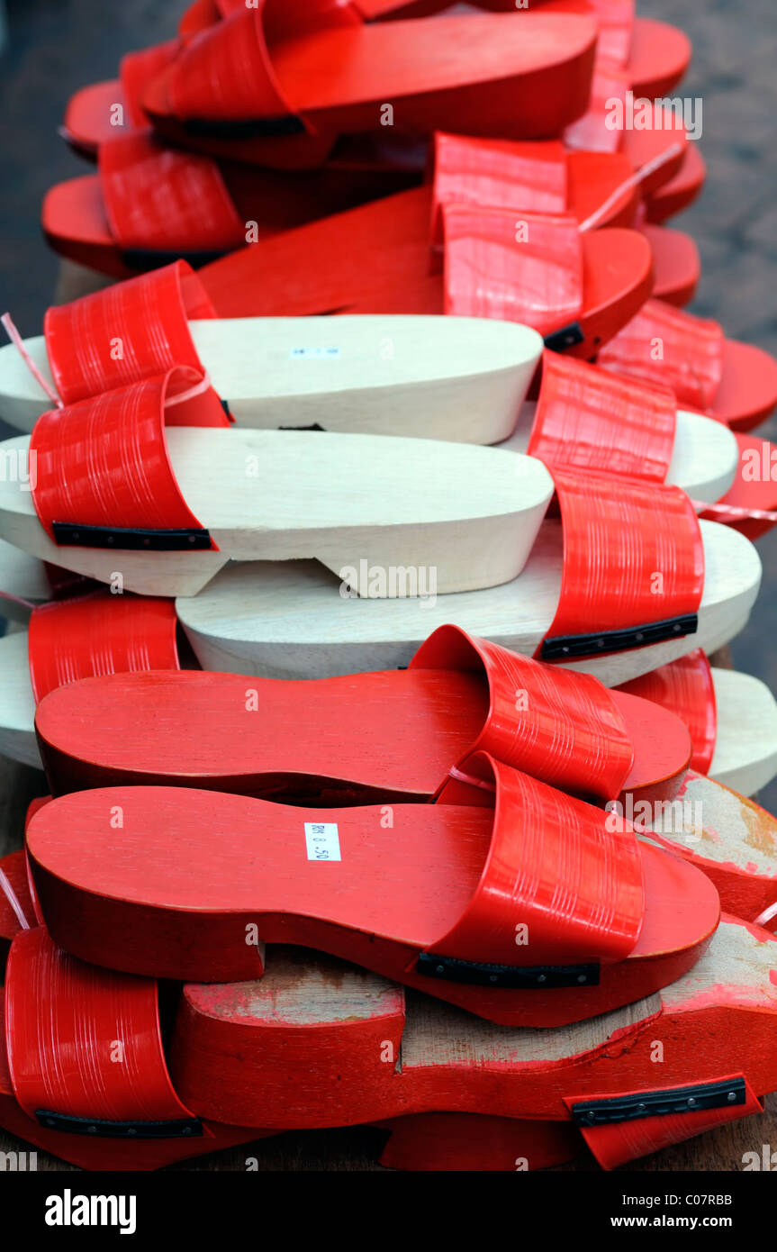 red sandal sandals shoe shoes on sale stall jalan petaling street