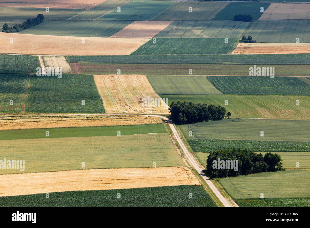 Agricultural landscape, view from Hesselberg mountain, Middle Franconia, Franconia, Bavaria, Germany, Europe Stock Photo