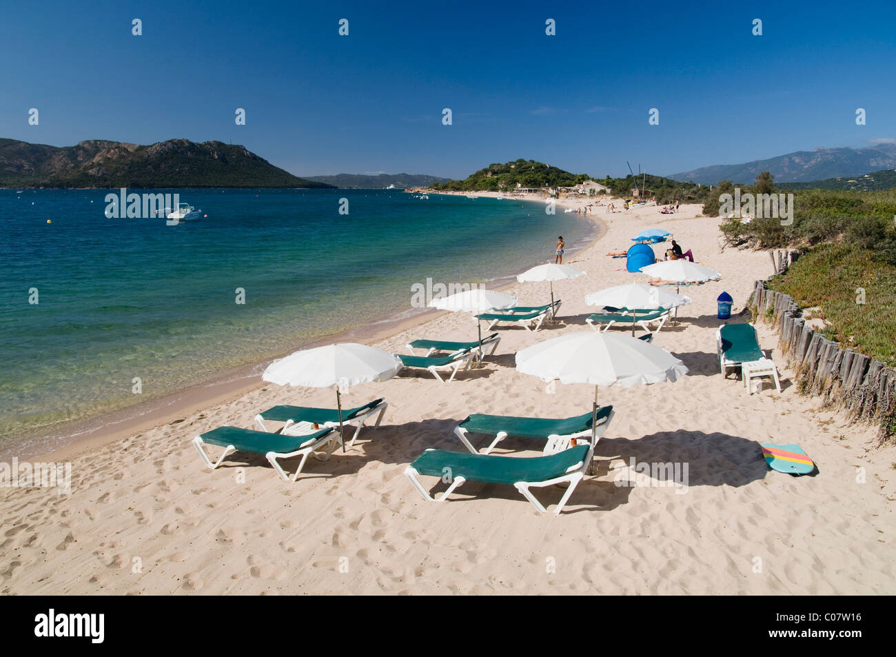 Sandy beach, Cala Rossa, East Coast, Golfe de Porto Vecchio, Corsica, France, Europe Stock Photo