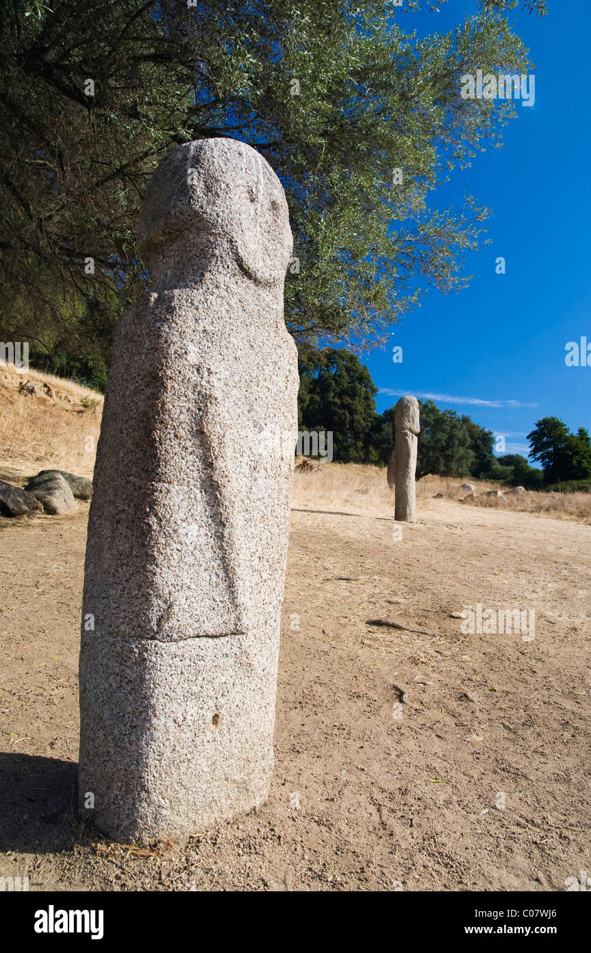Menhir statue, archaeological site of the Neolithic Age, Filitosa, Corsica, France, Europe Stock Photo