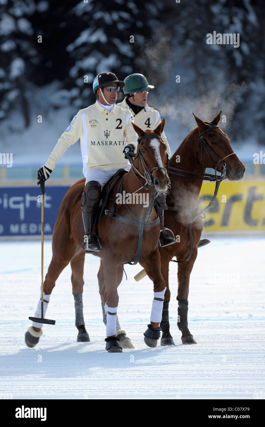 Two players from Team Maserati, Federico Bachmann on the left, Ignacio Tillous on the right, 26. St. Moritz Polo World Cup on Stock Photo