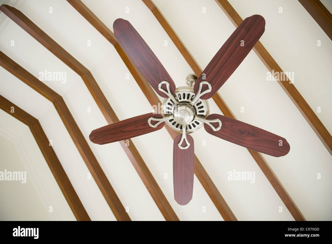Low angle view of a ceiling fan, Bangalore, Karnataka, India Stock Photo