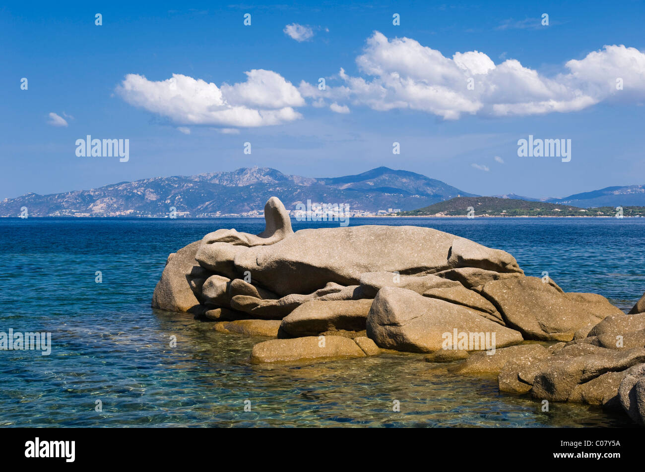 Rock formation, Plage de Verghia, Gulf of Ajaccio, Corsica, France, Europe Stock Photo