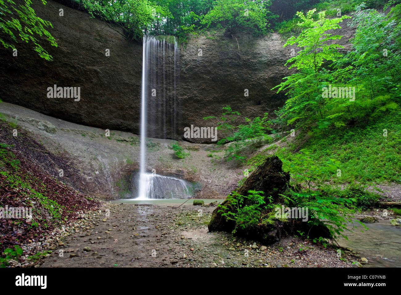 Giessen waterfall with the Nagelflugfels rock, Wil, canton of St Gallen, Switzerland, Europe Stock Photo