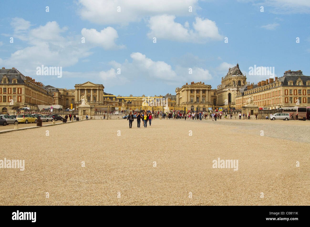 Tourists in front of a palace, Chateau de Versailles, Versailles, Paris, France Stock Photo