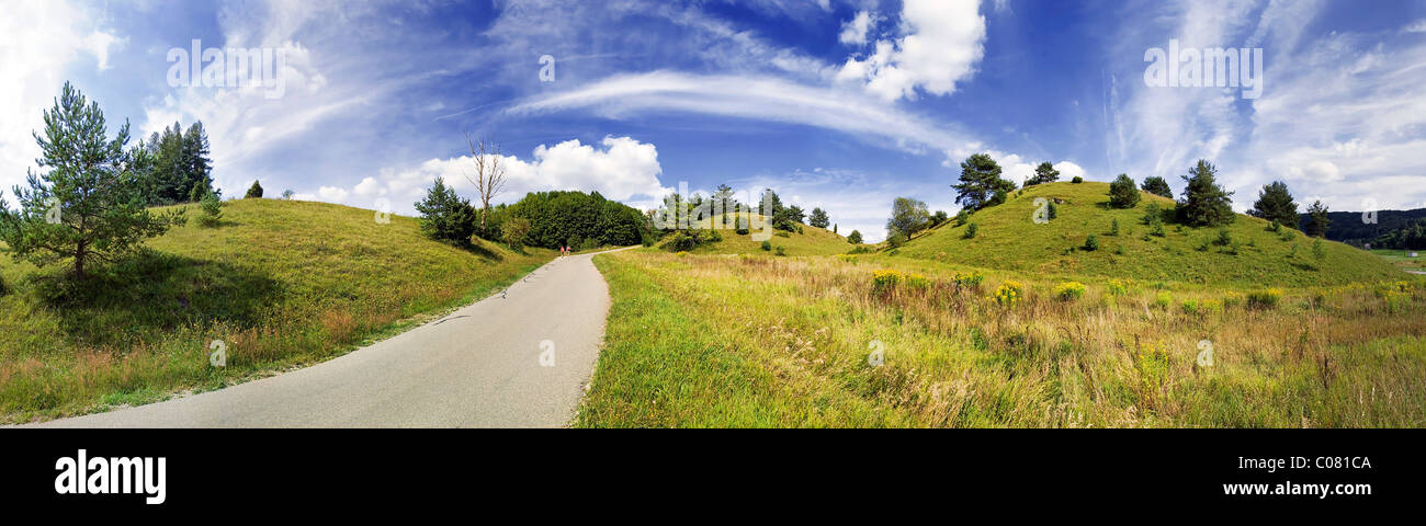 Panoramic landscape with bizarre cloud formations near Altmannstein in Altmuehltal Nature Park, Bavaria, Germany, Europe Stock Photo