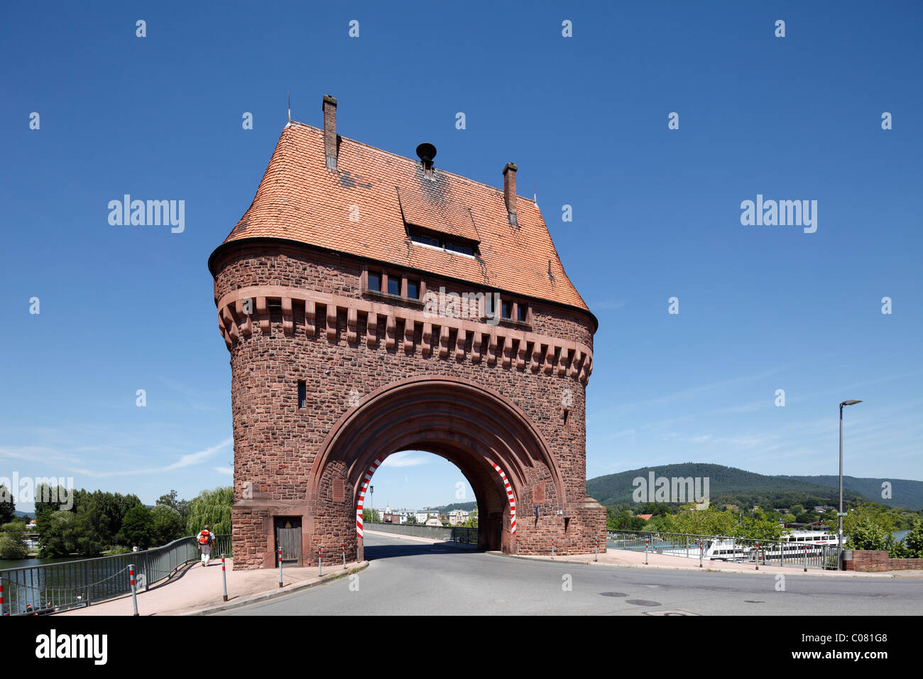 Brueckenturm bridge tower, Miltenberg, Mainfranken, Lower Franconia, Franconia, Bavaria, Germany, Europe Stock Photo