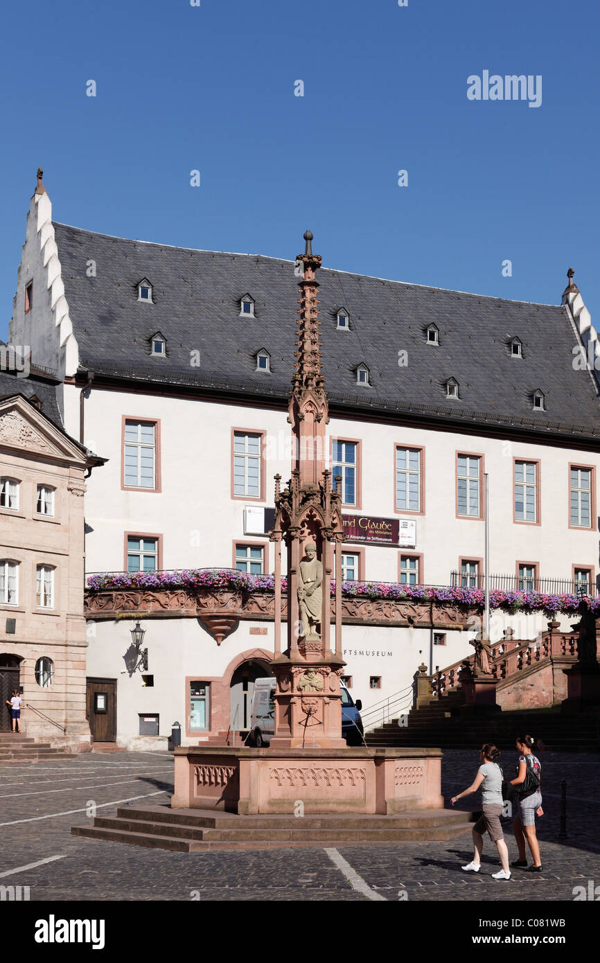 Stiftsbrunnen fountain, Aschaffenburg, Lower Franconia, Franconia, Bavaria Germany, Europe Stock Photo