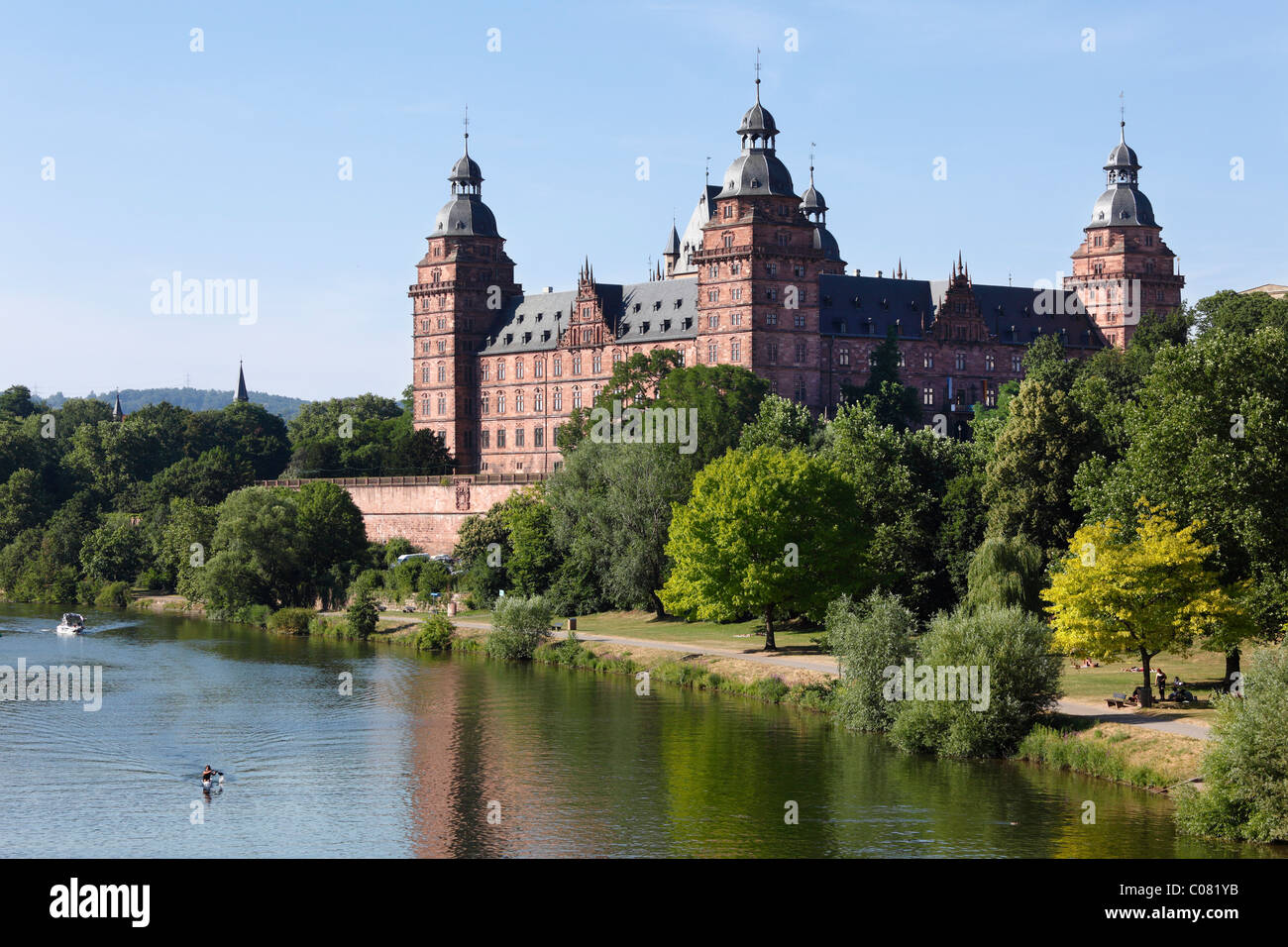Schloss Johannesburg castle, Main river, Aschaffenburg, Bavarian Lower Main, Lower Franconia, Franconia, Bavaria Stock Photo