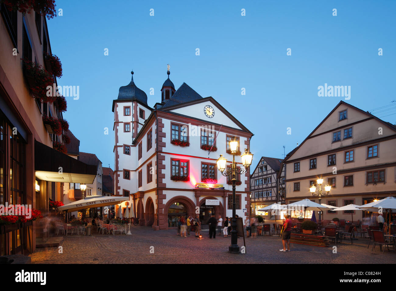 Town hall on market square, Lohr am Main, Mainfranken, Lower Franconia, Franconia, Bavaria, Germany, Europe Stock Photo