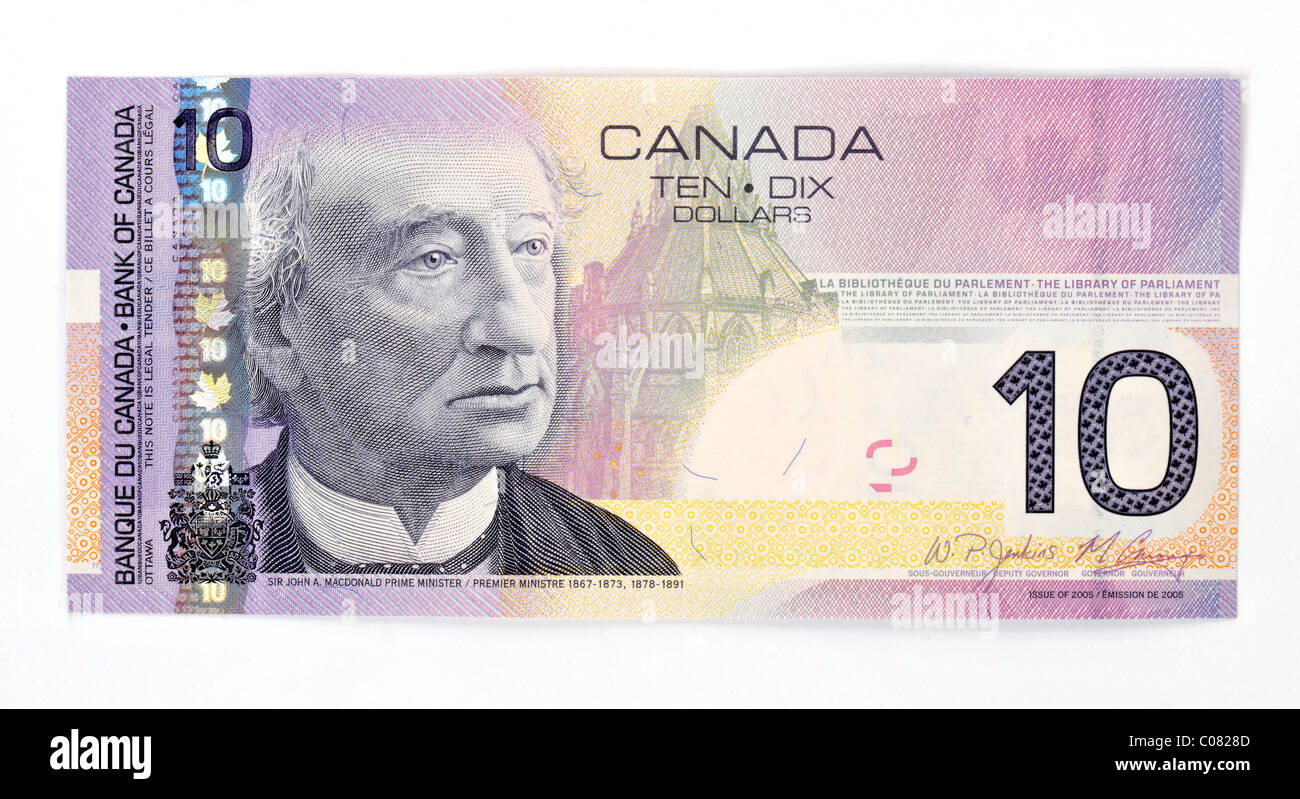 Canadian 10 dollar banknote hi-res stock photography and images - Alamy