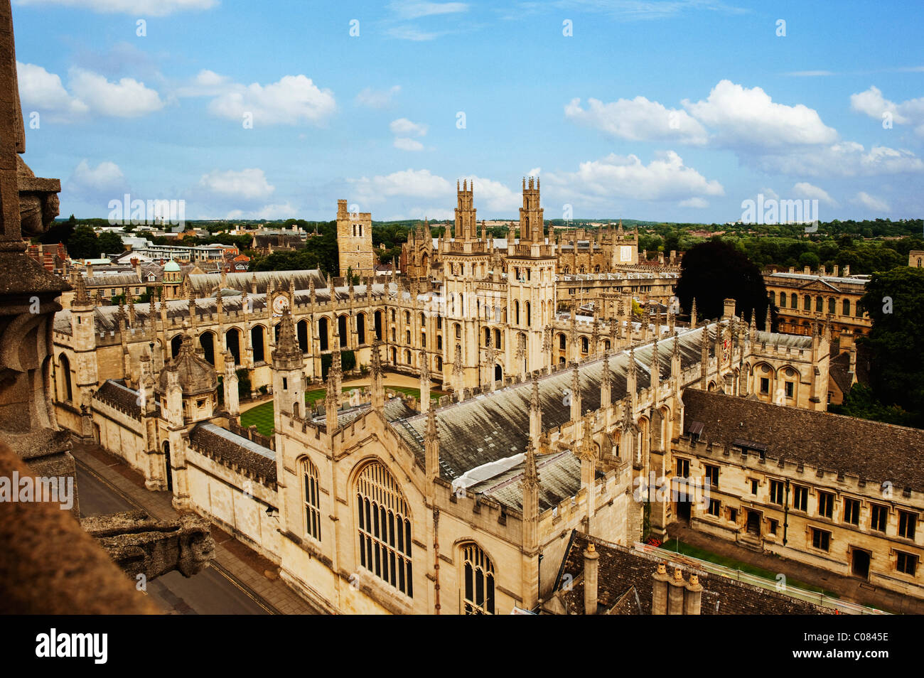 High angle view of university buildings, Oxford University…