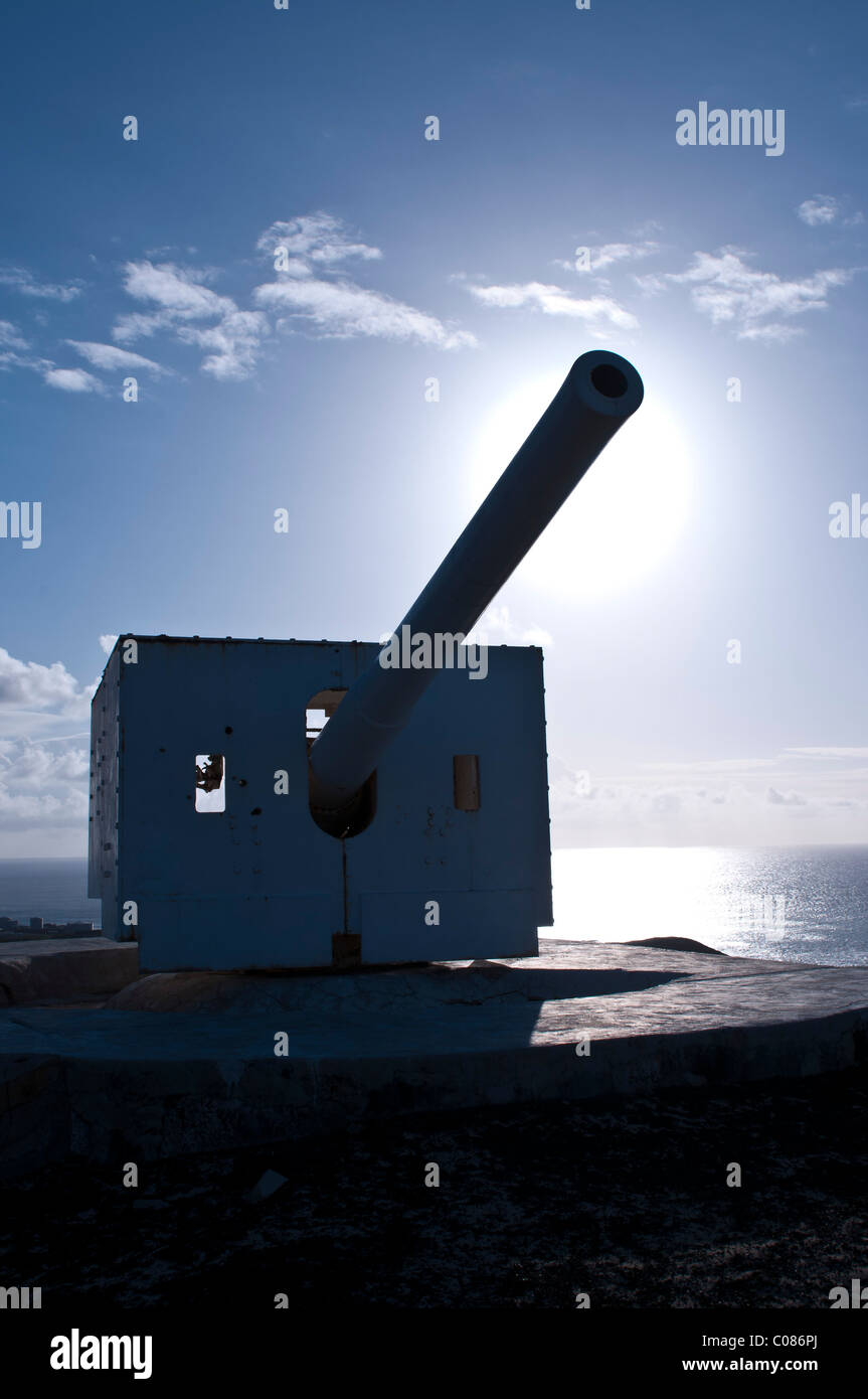 HMS Hood BL 5.5 inch Mark I naval guns Ascension Island Stock Photo
