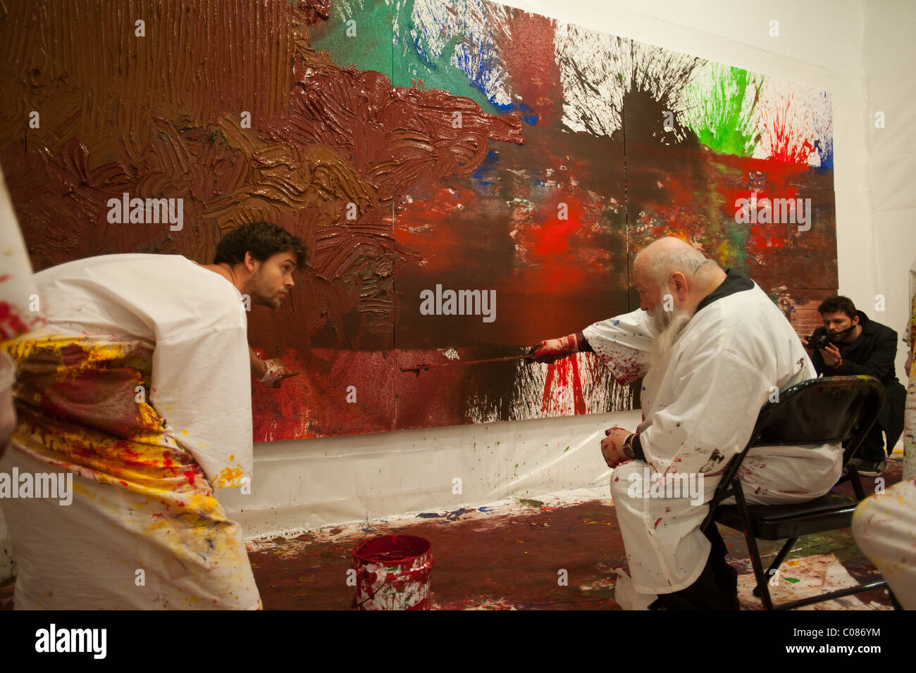 Hermann Nitsch live painting action '60. Painting Action// 60. Malaktion'  in Chelsea in New York Stock Photo