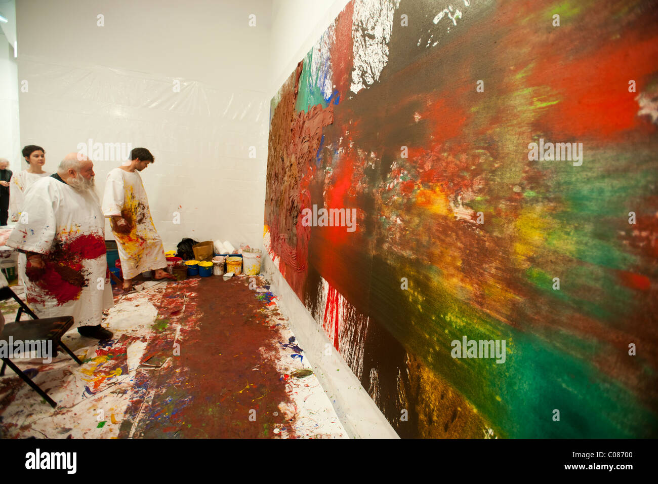 Hermann Nitsch live painting action '60. Painting Action// 60. Malaktion'  in Chelsea in New York Stock Photo