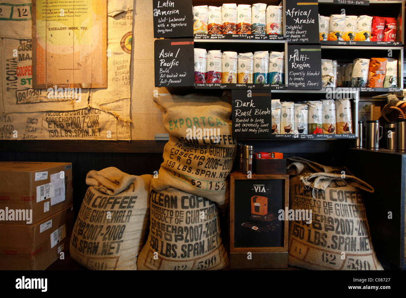 Starbucks Coffee, famous coffee house, Seattle, Washington, USA Stock Photo