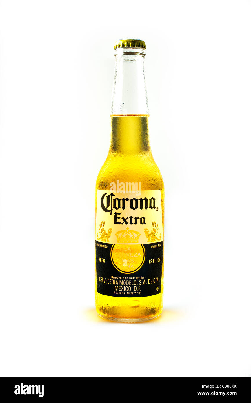 A Bottle of Corona Beer on a white background. Stock Photo